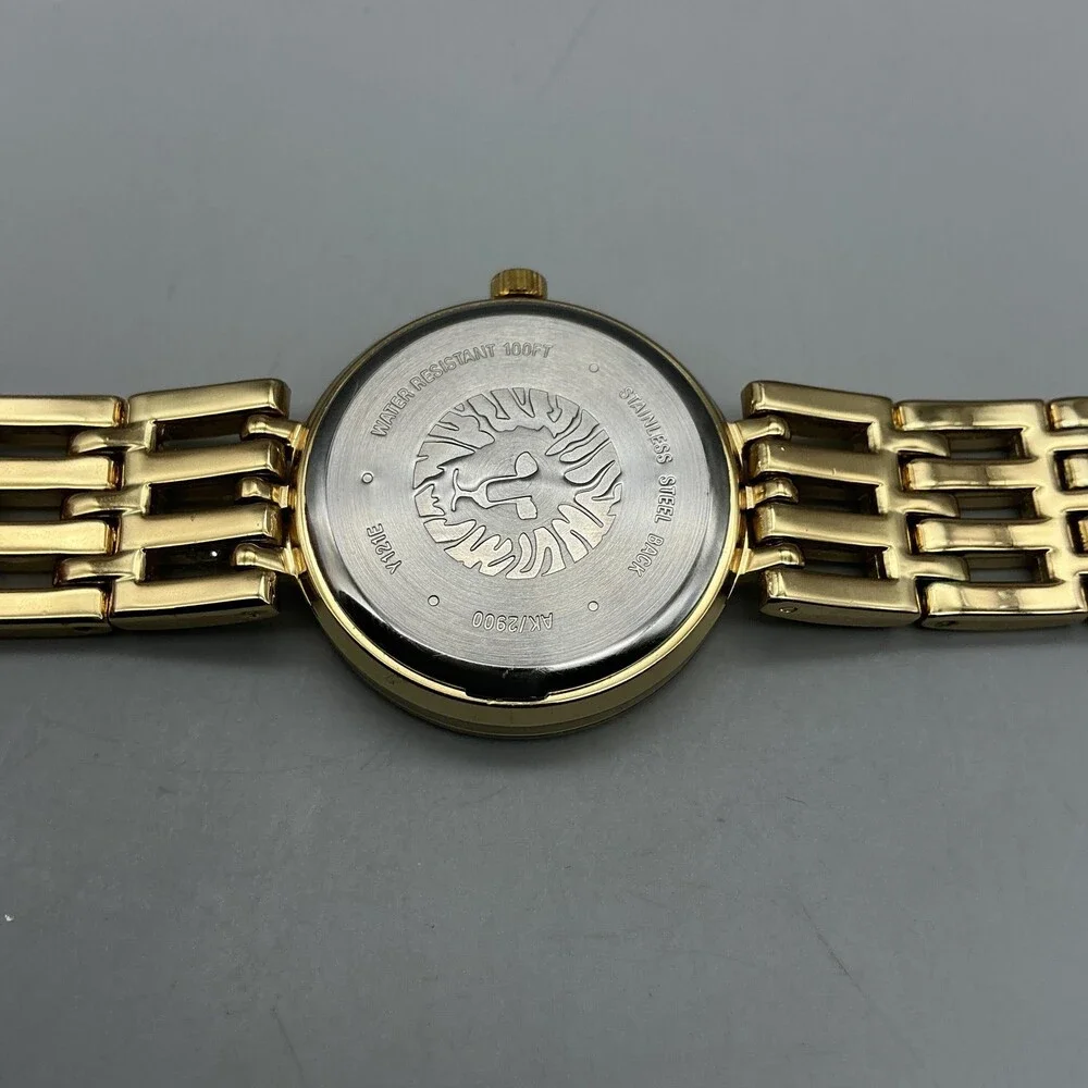 Anne Klein Womens Watch 30mm Black Dial Gold Tone Diamond New Battery 7.5